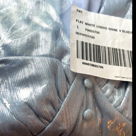 NWT Anthropologie Flat White Liquid Shine V Blouse - Picture 10 of 11